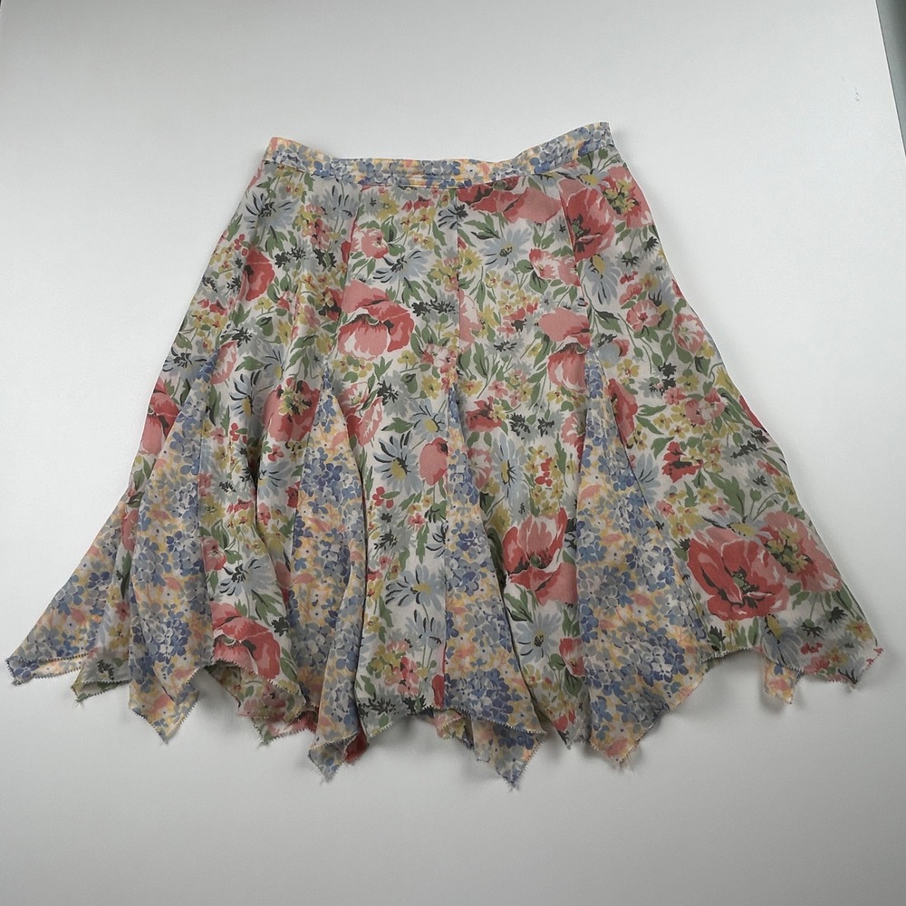 Polo Ralph Lauren Georgette Handkerchief in Rose Floral Midi Skirt Size 4